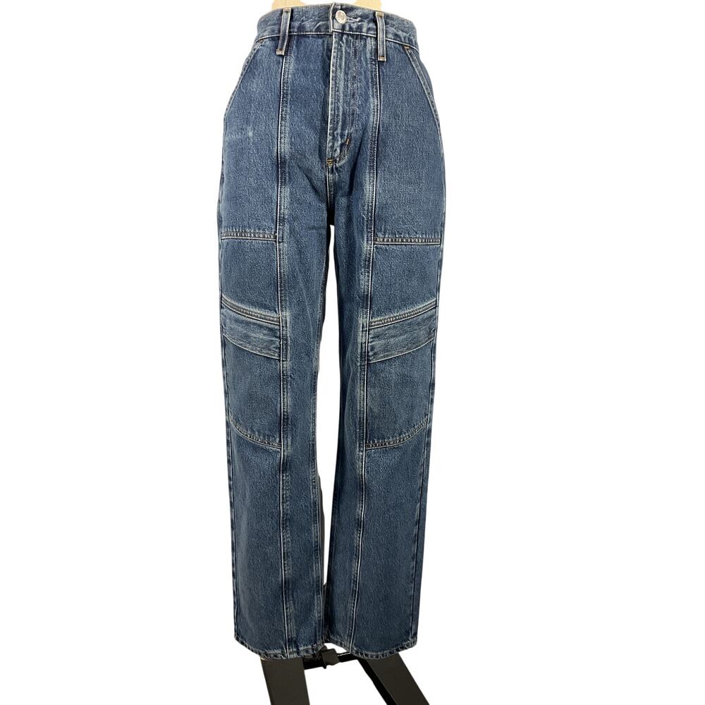 Agolde Utility Blue Cooper Cargo Denim Jeans Size 26 - Picture 2 of 6
